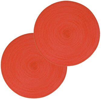ronde placemat - Set van 6x stuks - rood - gevlochten kunststof - 38 cm - Onderleg