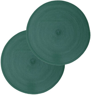ronde placemat - Set van 8x stuks - groen - gevlochten kunststof - 38 cm - Onderle