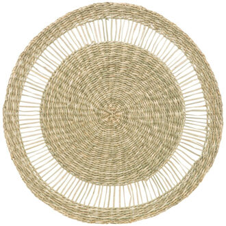 Ronde placemat zeegras naturel 38 cm - Placemats Bruin