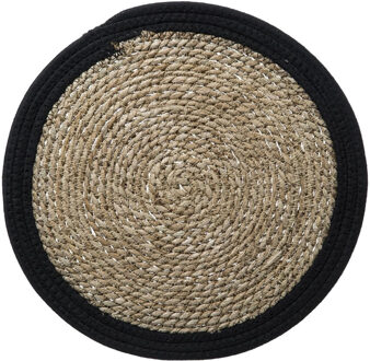 Ronde placemat zeegras zwart 39 cm