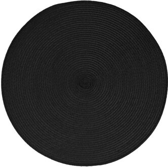 ronde placemat - zwart - gevlochten kunststof - 38 cm - Onderleggers