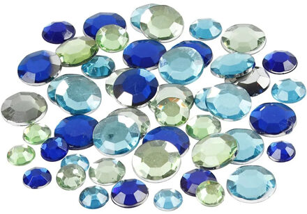 Ronde plak diamantjes blauw mix