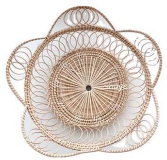 Ronde Rotan Lade Fruit Snacks Opslag Mand Organizer Met Handvat Herfst Geweven Opbergvak Snack Fruit Lade