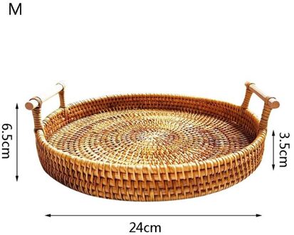 Ronde Rotan Opbergvak Mand Met Handvat Hand Geweven Brood Fruit Display