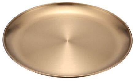 Ronde Rvs Lade Snack Diner Platen Fruit Cosmetische Sieraden Organizer Goud Eettafel Plaat A / 26cm