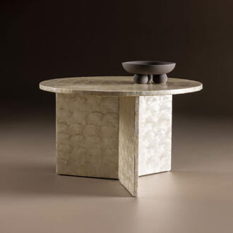 Ronde Salontafel 'Allyssa' Capiz, 70cm Beige - 70 cm