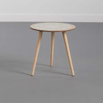 Ronde Salontafel Beige/Wit Polen 42X40Cm Thinia Thuis
