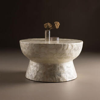 Ronde Salontafel 'Leeann' Capiz, 70cm Beige - 70 cm
