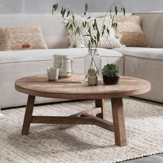 Ronde Salontafel 'Monastery' Teakhout, 90cm Naturel - 90 cm