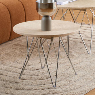 Ronde Salontafel 'Nadia' Travertin, 55cm Beige - 55 cm