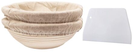Ronde Set,2 Gist Manden Voor Brood En Brood Deeg, Banneton Proofing Mand Met Linnen Inserts, deeg Schraper Set Ronde