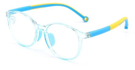 Ronde Siliconen Anti Blauw Licht Bril Voor Kinderen Kinderen Optische Frame Transparante Jongen Meisje Eyeglasse Bescherming Eyewear doorzichtig blauw
