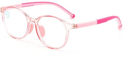 Ronde Siliconen Anti Blauw Licht Bril Voor Kinderen Kinderen Optische Frame Transparante Jongen Meisje Eyeglasse Bescherming Eyewear roze