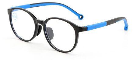 Ronde Siliconen Anti Blauw Licht Bril Voor Kinderen Kinderen Optische Frame Transparante Jongen Meisje Eyeglasse Bescherming Eyewear zwart blauw