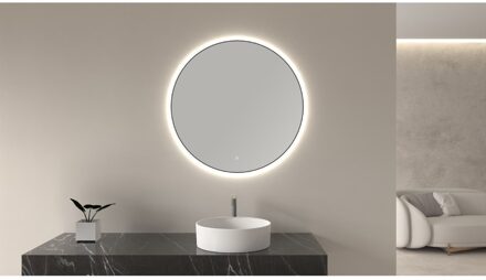 Ronde Spiegel BWS Sifo met LED, Dimbaar 60 cm Mat Zwart