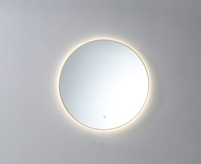 ronde spiegel met dimbare LED-verlichting 3 kleuren 80cm goud