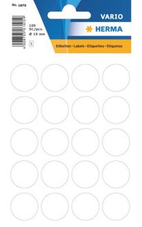 Ronde sticker etiketten wit 19 mm 200 stuks - Hobby stickers rondjes