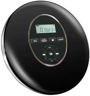 Ronde Stijl Cd Speler Draagbare Headset Hifi Muziek Reproductor Cd Walkman Discman Speler Oplaadbare Shockproof Cd Speler zwart