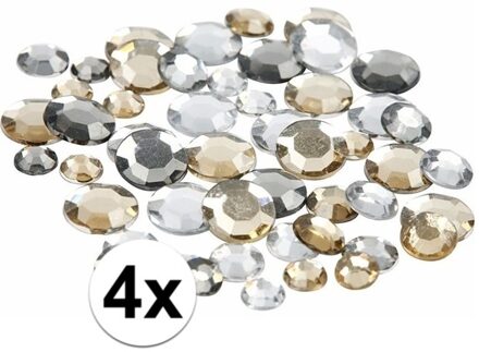Ronde strass steentjes diamanten - zilver mix - 1440x stuks - hobby materiaal - knutselen