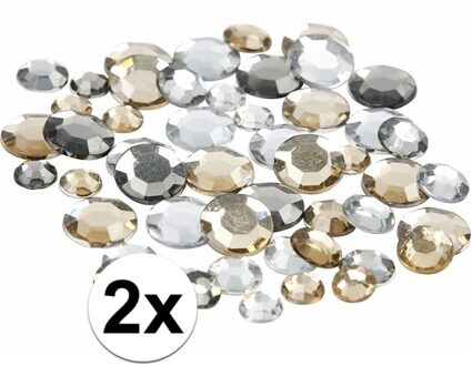Ronde strass steentjes diamanten - zilver mix - 720x stuks - hobby materiaal - knutselen