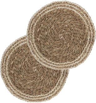 ronde tafel placemat - Set van 10x stuks - zeegras naturel - 38 cm - Tafel onderle