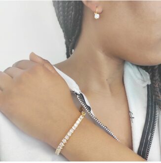 Ronde Venus set en doos - Oostenrijks kristal Wit & Goud - One Size