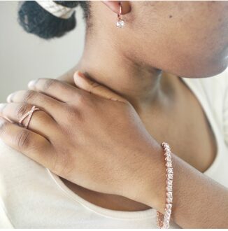 Ronde Venusset en doos - Kristal Wit en roségoud - One Size