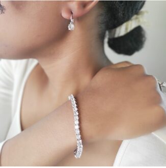 Ronde Venusset en doos - Kristal Wit Zilver - One Size