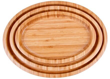 Ronde Vorm Bamboe Pan Plaat Fruit Gerechten Schotel Thee Dienblad Dessert Diner Brood Plaat ronde 30CM