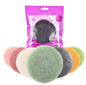 Ronde Vorm Konjac Spons Cosmetische Puff Gezicht Spons Natuurlijke Konjac Puff Gezichtsreiniger Tool Wassen Flutter 1Pcs zwart