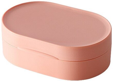 Ronde Vorm Opbergdoos Reizen Draagbare Verzegelde Zeepkist Waterdichte Zeep Opslag Gevallen Badkamer Washroom Levert ellipse roze