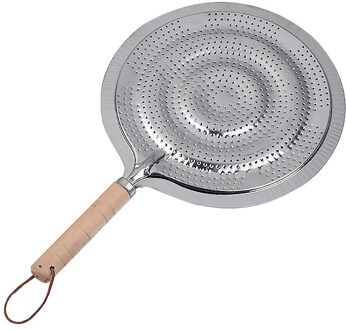 Ronde Warmte Diffuser Met Houten Handvat Koffie Melk Kookgerei Metalen Sudderen Ring Keuken Tool licht grijs