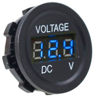 Ronde Waterdichte Auto Boot Auto Motorfiets Mini Digitale Voltmeter DC6V-30V Led Panel Volt Voltage Meter Tester Monitor Blauw