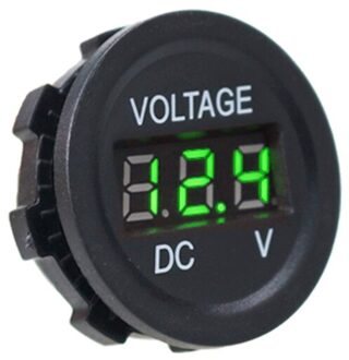 Ronde Waterdichte Auto Boot Auto Motorfiets Mini Digitale Voltmeter DC6V-30V Led Panel Volt Voltage Meter Tester Monitor groen