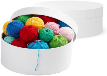 Ronde witte hobby knutsel doos - 2x stuks - dozen van karton - 16.5 x 6 cm - Hoedendoos - cadeauverp