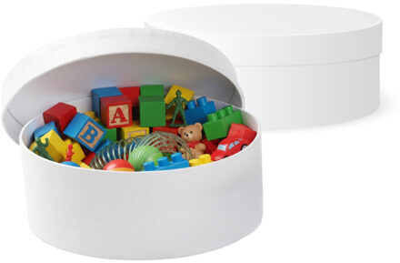 Ronde witte hobby knutsel doos - 2x stuks - dozen van karton - 18.5 x 6.5 cm - Hoedendoos - cadeauve