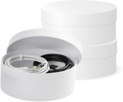 Ronde witte hobby knutsel doos - 3x - dozen van karton - 10.5 x 4.5 cm - Hoedendoos - cadeauverpakki