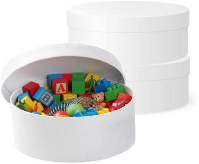 Ronde witte hobby knutsel doos - 3x stuks - dozen van karton - 18.5 x 6.5 cm - Hoedendoos - cadeauve