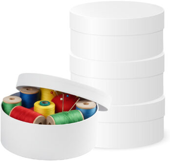 Ronde witte hobby knutsel doos - 4x - dozen van karton - 8.5 x 4 cm - Hoedendoos - cadeauverpakking