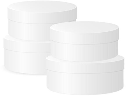 Ronde witte hobby knutsel dozen van karton - 4x stuks - 14.5x5.5 cm en 12.5x5 cm - cadeauverpakking