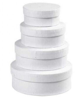 Ronde witte hobby of opslag dozen set - in 4 formaten - Dia 12-14-16-18 cm - knutselen