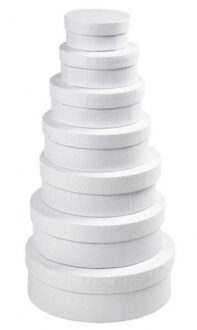 Ronde witte hobby of opslag dozen set - in 7 formaten - Dia 8-10-12-14-16-18-21 cm - knutselen