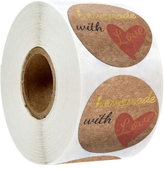 Ronde Zelfklevende Stickers Seal Verpakking Zelfgemaakte Met Liefde Lables Boetieks Zaken Dozen Envelop Tassen Decoratie