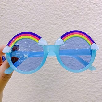 Ronde Zonnebril Kids Regenboog Zonnebril Meisjes Kinderen Kleurrijke Eye Lenzen Baby Shades Jongens Geel Brillen Driver Bril blauw