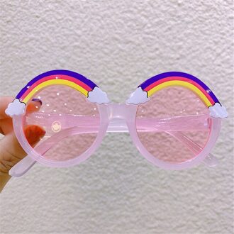 Ronde Zonnebril Kids Regenboog Zonnebril Meisjes Kinderen Kleurrijke Eye Lenzen Baby Shades Jongens Geel Brillen Driver Bril roze