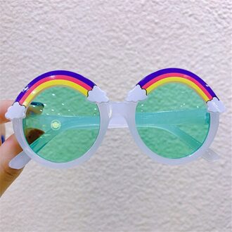 Ronde Zonnebril Kids Regenboog Zonnebril Meisjes Kinderen Kleurrijke Eye Lenzen Baby Shades Jongens Geel Spiegel Junior 'S Brillen wit