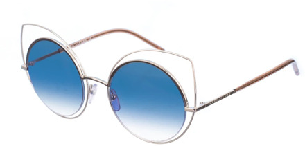 Ronde zonnebril met metalen montuur en blauw verloopglas,Ronde zonnebril met metalen montuur en blauwe degradé glazen Marc Jacobs , Gray,Yellow , Dames - ONE Size