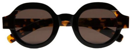 Ronde zonnebril met uniek design Kaleos , Black , Unisex - ONE Size