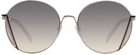 Ronde Zonnebril Roze Gouden Frame Lichtgrijs