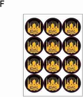 Ronde Zwarte Sticker 120 Stickers Islamitische Moslim Ramadan Eid Mubarak Stickers Maan Lantaarn F